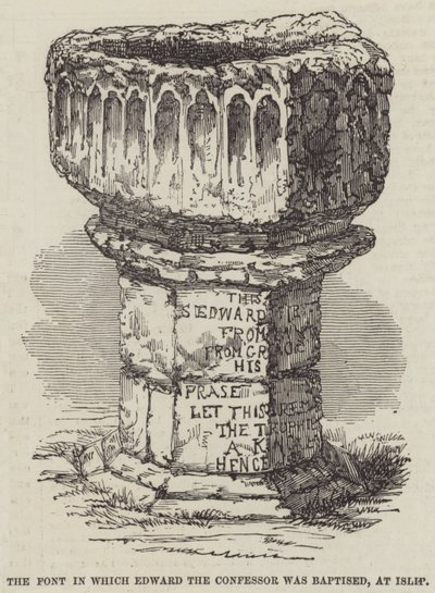 The Font in Which Edward the Confessor Was Baptised, at Islip by English School